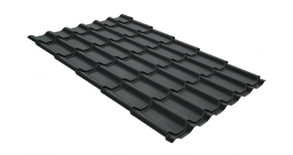 Металлочерепица классик GL 0,5 GreenCoat Pural RR 23 темно-серый (RAL 7024 мокрый асфальт) купить в Йошкар-Оле