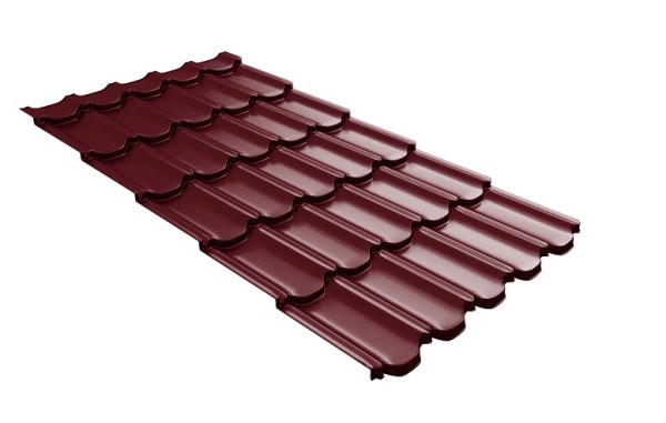 Металлочерепица квинта плюс с 3D резом 0,5 Satin RAL 3005 красное вино купить в Йошкар-Оле