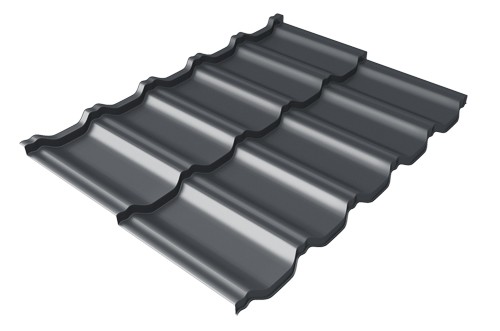 Металлочерепица модульная Квинта Uno Grand Line c 3D резом 0,45 Drap RAL 7024 мокрый асфальт купить в Йошкар-Оле