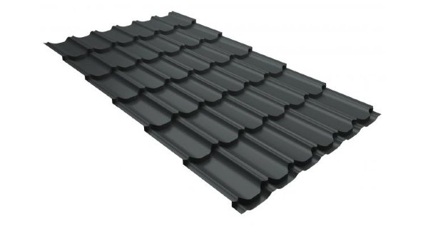 Металлочерепица квинта плюс 0,5 GreenCoat Pural RR 23 темно-серый (RAL 7024 мокрый асфальт) купить в Йошкар-Оле